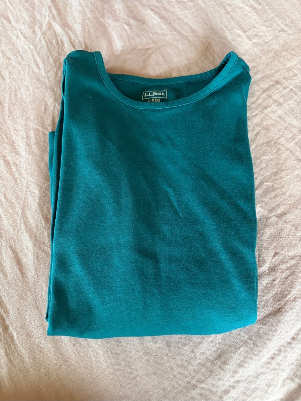 L.L. Bean Teal Long Sleeve Top, 100% Supima Cotton, Women’s Size L